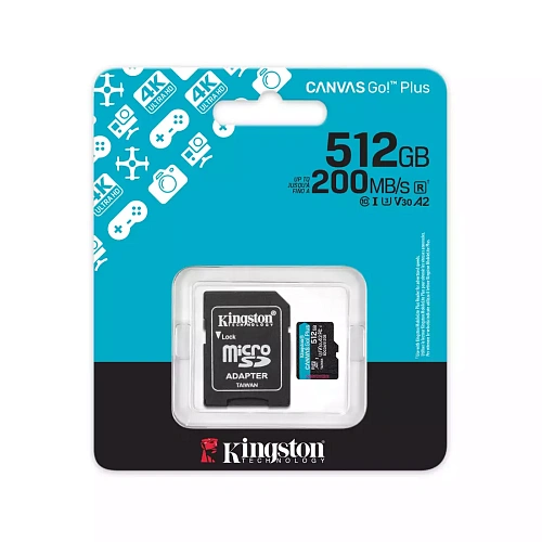 Карта памяти Kingston SDCG4/512GB Canvas Go Plus A2 U3 V30 512GB