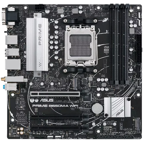ASUS MB PRIME B650M-A WIFI II (B650 AM5 4 x DIMM DDR5 1 x DisplayPort 1 x VGA port 1 x HDMI port M.2 4 x SATA Wi-Fi 6  BT5.2 mATX)