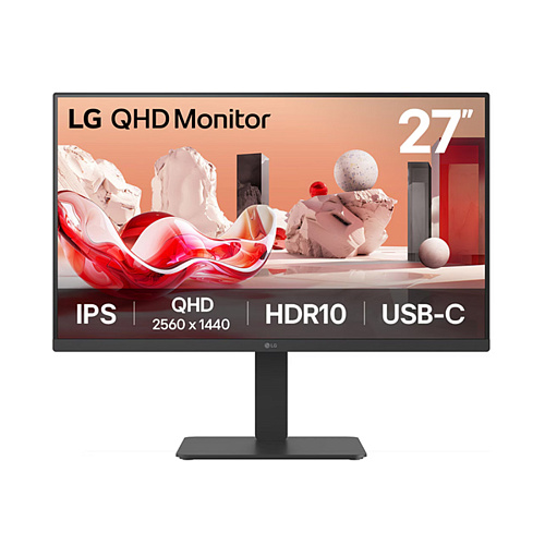 Монитор жидкокристаллический LG 27BA65QB-B.ARUZ 27'' 16:9 2560х1440(WQHD) IPS, nonGLARE, 100 Hz, 350 cd/m2, 5ms, HDMI, DP, USB-C, Speakers, Black
