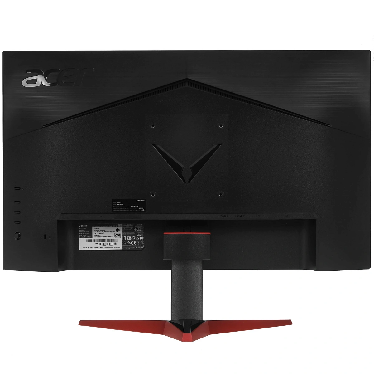 Монитор 25" Acer Nitro VG252QSbmiipx, Black-Red, IPS, 1920x1080@165Hz, 400кд/м2,1000:1,2ms,2xHDMI,DP