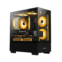 Корпус HuntKey G35, Midi Tower, m-ATX, m-ITX, Black, 1x3.5"/1x2.5", 2xUSB2.0, USB3.0