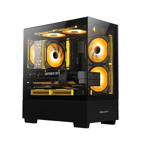 Корпус HuntKey G35, Midi Tower, m-ATX, m-ITX, Black, 1x3.5"/1x2.5", 2xUSB2.0, USB3.0