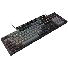 LORGAR Azar 514, Wired mechanical gaming keyboard, RGB backlight, 1680000 colour variations, 18 modes, keys number: 104, 50M clicks, linear dream switches, spring cable up to 3.4m, ABS plastic+metal, magnetic cover, 450*136*39mm, 1.17kg, black, EN+RU layo