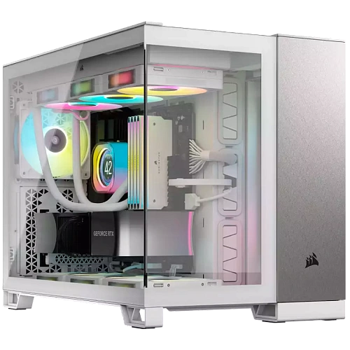 CORSAIR 2500X Micro ATX Dual Chamber PC Case - White/Satin Gray Aluminum