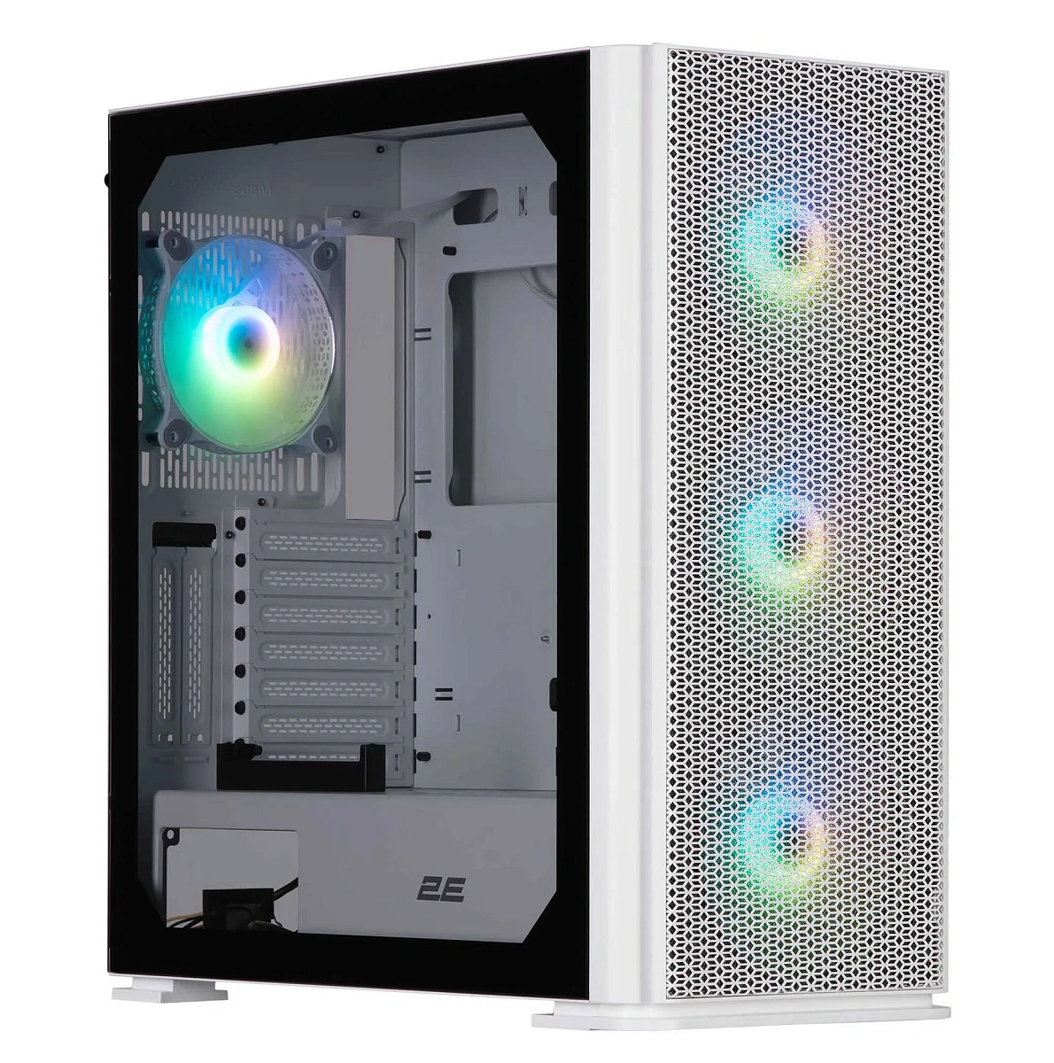 Корпус 2E Gaming Vertex GI01W, Midi Tower, E-ATX, White, 2x3.5"/2x2.5", 2xUSB3.0, USB-C, RGB