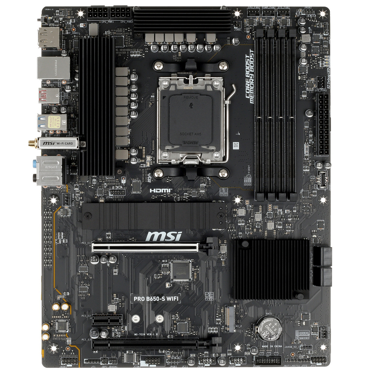 Материнская плата MSI PRO B650-S WIFI AM5 B650 4xDDR5 4xSATA3 RAID 2xM.2 HDMI DP ATX