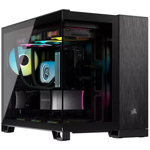 CORSAIR 2500X Micro ATX Dual Chamber PC Case - Black/Obsidian Aluminum