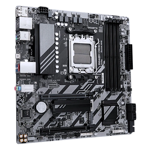 Матплата Gigabyte B840M DS3H, AM5, mATX, 4DDR-5, 2xPCI-Ex16, 4SATA, 2xM.2, HDMI, 2xDP, 10USB