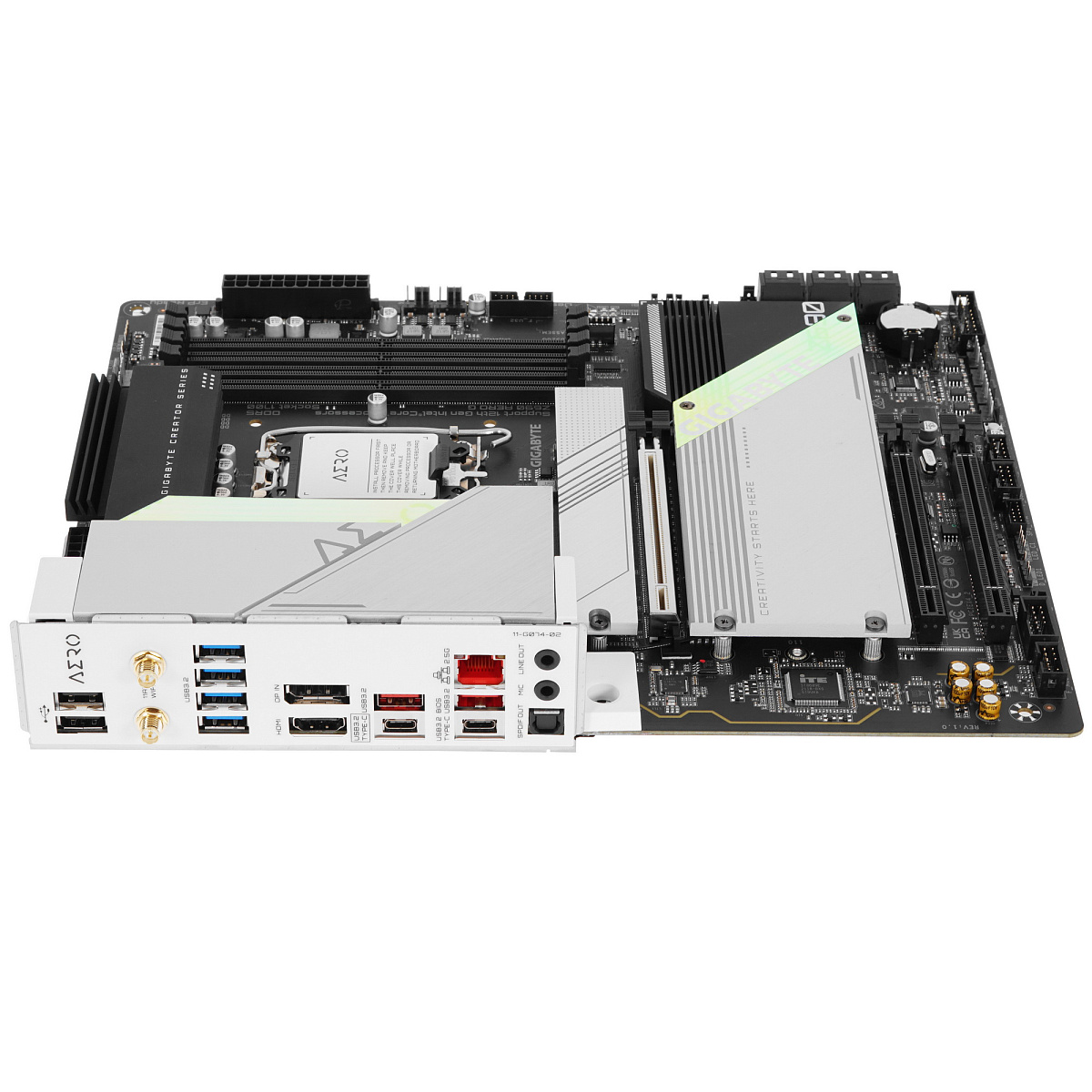Матплата Gigabyte Z690 Aero G, iZ690, S1700, ATX, 4DDR-5, 3xPCI-Ex16, 6SATA, 4xM.2, DP, HDMI, 17USB