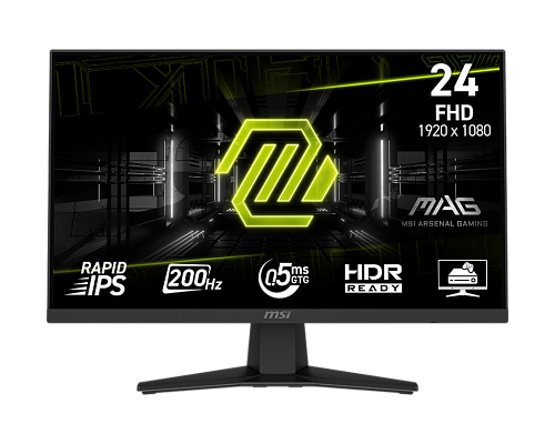 Монитор 23,8" MSI MAG 244F Rapid IPS 1920x1080 200Hz 0.5ms 300cd/m 1000:1 HDR 1x DP (1.4), 2x HDMI (2.0), Антибликовое покрытие, AMD FreeSync Premium, Черный
