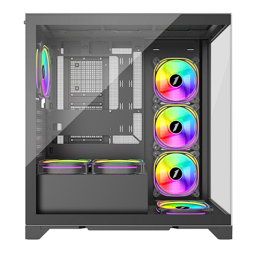 Корпус 1Stplayer MIKU Mi8-BK-3FBR-1FBC2, Midi Tower, m-ATX, Black, 3x3.5"/3x2.5", USB, USB-C