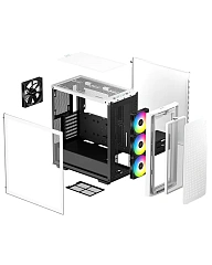 Корпус DeepCool CK560 WH, Midi Tower, ATX, White, 2x3.5"/2x2.5", 2xUSB2.0, USB-C, ARGB