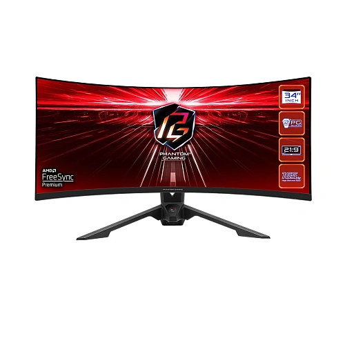 Монитор 34" ASRock PG34WQ15R3A, Black, VA, 3440x1440@165Hz, 550кд/м, 3000:1, 1ms, 2xHDMI, DP