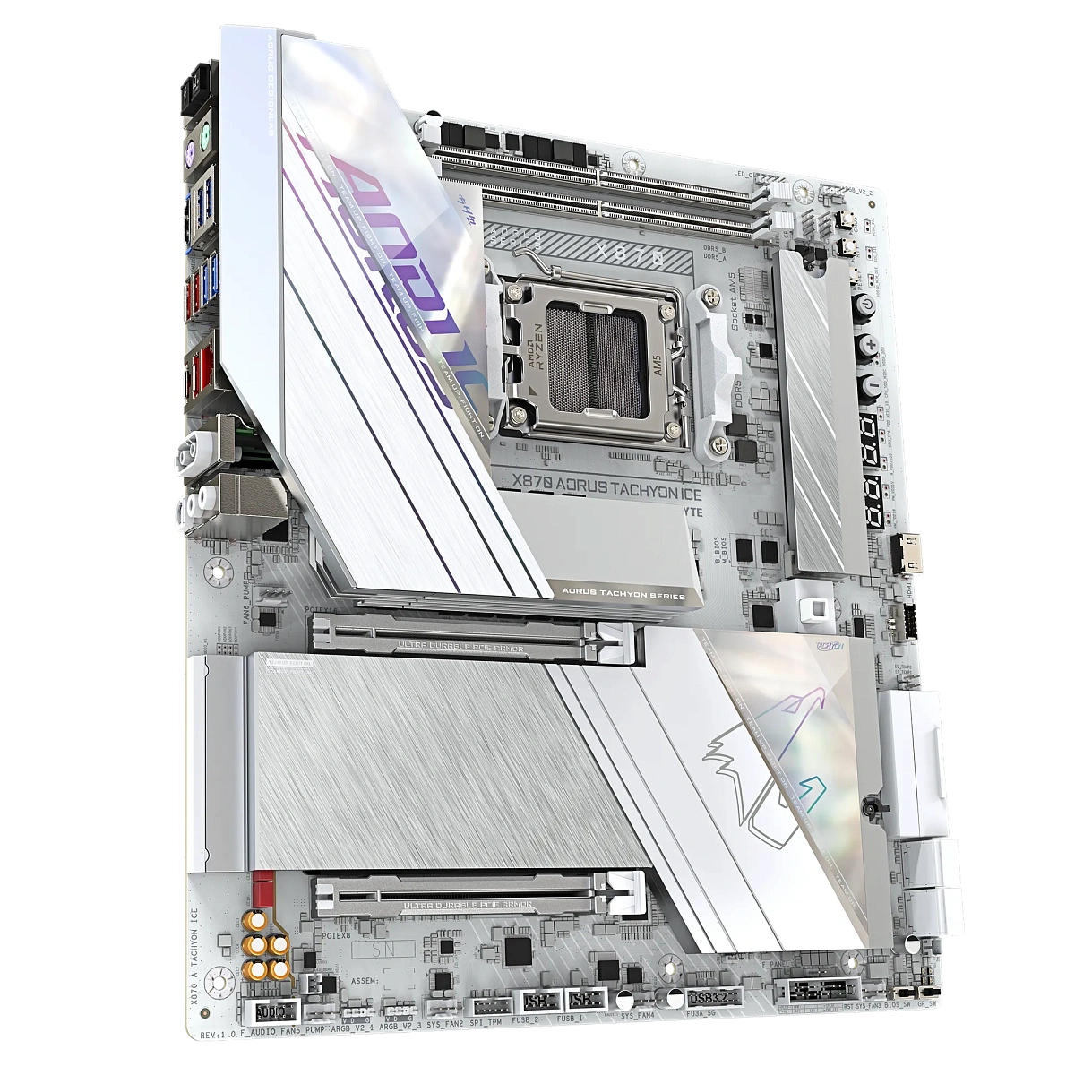 Матплата Gigabyte X870 Aorus Tachyon Ice, AM5, E-ATX, 2DDR-5, 2хPCI-Ex16, 4SATA, 3xM.2, HDMI, 15USB