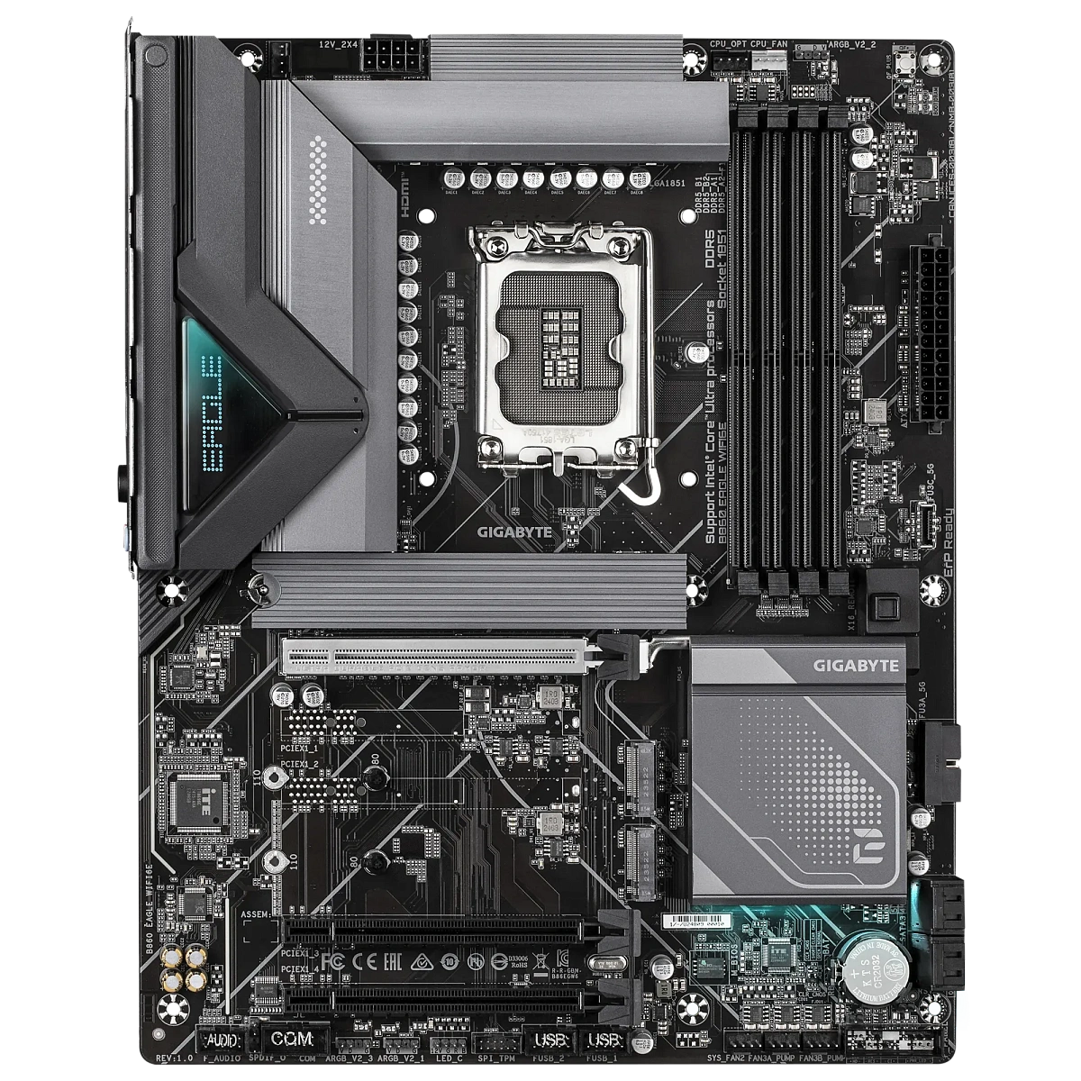 Матплата Gigabyte B860 Eagle WiFi6E, iB860, S1851, ATX, 4DDR-5, 3xPCI-Ex16, 3xM.2, HDMI, DP, 13USB
