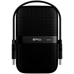 Silicon Power Armor - A60 1TB Portable HDD USB 3.2 Gen1 Black, Shockproof MIL-STD 810G Method 516.6 Procedure IV, Water-resistant IPX4, LED light