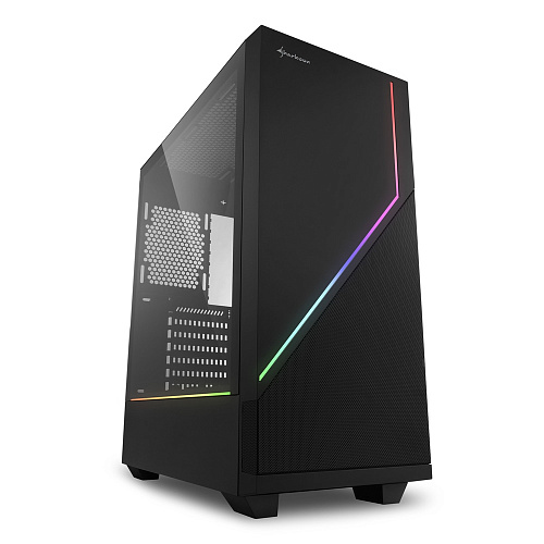 Корпус Sharkoon RGB Flow, Midi Tower, ATX, Black, 2x3.5"/6x2.5", USB2.0, 2xUSB3.0