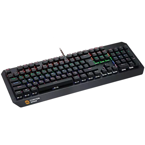 CANYON Hazard GK-6, Wired multimedia gaming keyboard with lighting effect, 108pcs rainbow LED, Numbers 104keys, RU+EN double injection layout, cable length 1.8M, 450.5*163.7*42mm, 0.90kg, color black