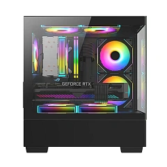 Корпус HuntKey G35, Midi Tower, m-ATX, m-ITX, Black, 1x3.5"/1x2.5", 2xUSB2.0, USB3.0