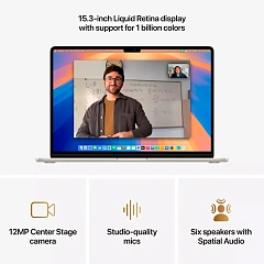 15-inch MacBook Air: Apple M4 chip with 10-core CPU and 10-core GPU, 24GB, 512GB SSD - Starlight,Model A3241