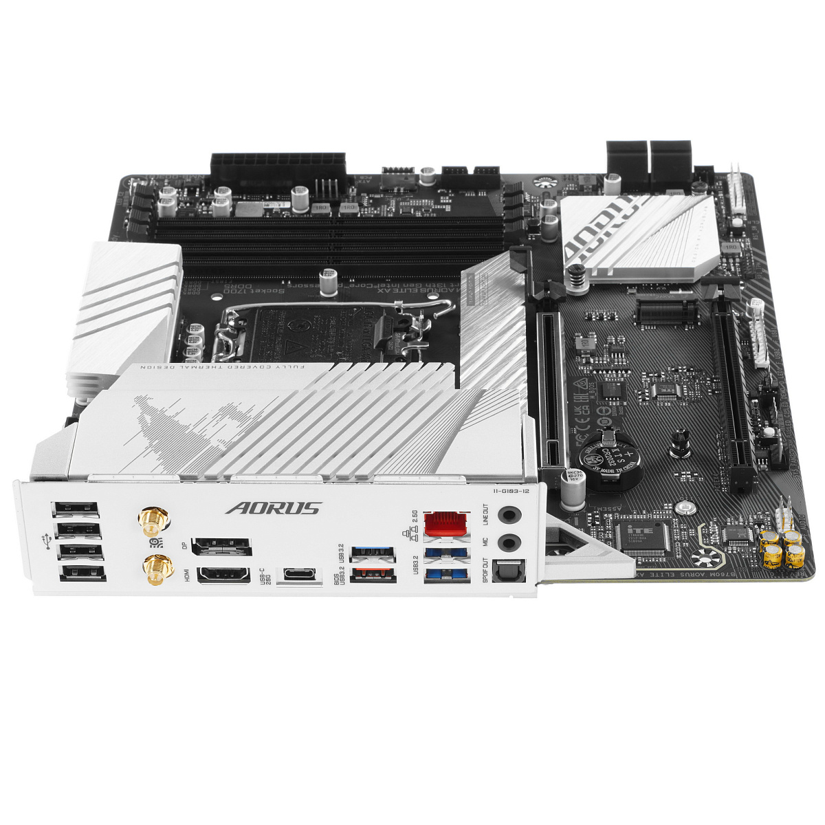 Матплата Gigabyte B760M Aorus Elite AX, iB760,S1700,mATX,4DDR-5,2xPCI-Ex16,4SATA,2xM.2,HDMI,DP,16USB