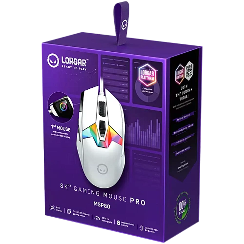 LORGAR MSP80, 8000 Hz Gaming Mouse Pro, White