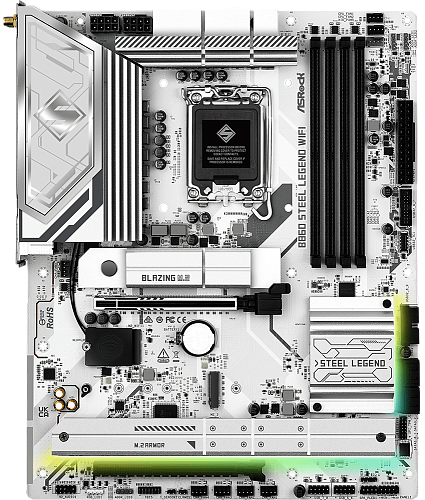 Материнская плата ASRock B860 STEEL LEGEND WIFI LGA1851 4xDDR5 4xSATA 4xM.2 1xHDMI 1xDP 1xThunderbolt4  1xPCIe5x16.0 1xPCIe4.0x16 Wi-Fi ATX