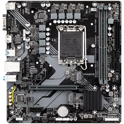 GIGABYTE Mainboard Desktop B760M H DDR4 (LGA1700, 2xDDR4, 1xDSub, 1xHDMI, GLAN, 1x PCI Express x16 PCIe 4.0, 1x PCI Express x1 PCIe 3.0, 2xM.2, 4 x SATAIII, 6x USB3.2 Gen1, 6x USB2.0/1.1) mATX