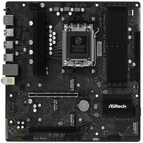 Матплата ASRock B650M PG Lightning, AM5, mATX, 4DDR-5, 2xPCI-Ex16, 4SATA, 3xM.2, HDMI, DP, 17USB