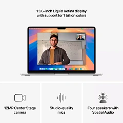 13-inch MacBook Air: Apple M4 chip with 10-core CPU and 10-core GPU, 24GB, 512GB SSD - Silver,Model A3240