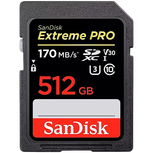 SanDisk Extreme 512GB SDXC Memory Card + 1 year RescuePRO Deluxe up to 180MB/s & 130MB/s Read/Write speeds, UHS-I, Class 10, U3, V30