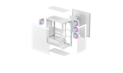Корпус DeepCool CG580 4F WH, Midi Tower, ATX, White, 2x3.5"/2x2.5", 2xUSB3.0, USB-С