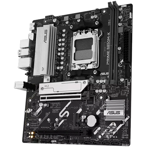 ASUS Main Board Desktop Socket AM5 AMD B850 Chipset 2 x DIMM slots, max. 128GB, DDR5 1 x DisplayPort 1 x HDMI 2 x M.2 4 x SATA micro-ATX Form Factor