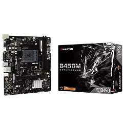 BIOSTAR MB B450 AM4 2 x DDR4 4 x SATA II 1 x VGA Port 1 x HDMI Port 1 x LAN port Micro ATX