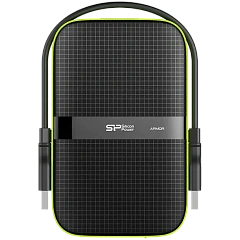 Silicon Power Armor - A60 5TB Portable HDD USB 3.2 Gen1 Black/Green, Shockproof MIL-STD 810G Method 516.6 Procedure IV, Water-resistant IPX4, LED light