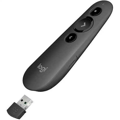 Презентер Logitech R500s, Graphite, Wireless, 3 кнопки, указка, 1 x AAA, USB