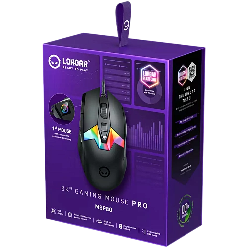 LORGAR MSP80, 8000 Hz Gaming Mouse Pro, Black
