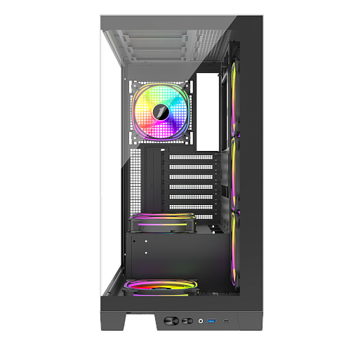 Корпус 1Stplayer MIKU Mi8-BK-3FBR-1FBC2, Midi Tower, m-ATX, Black, 3x3.5"/3x2.5", USB, USB-C