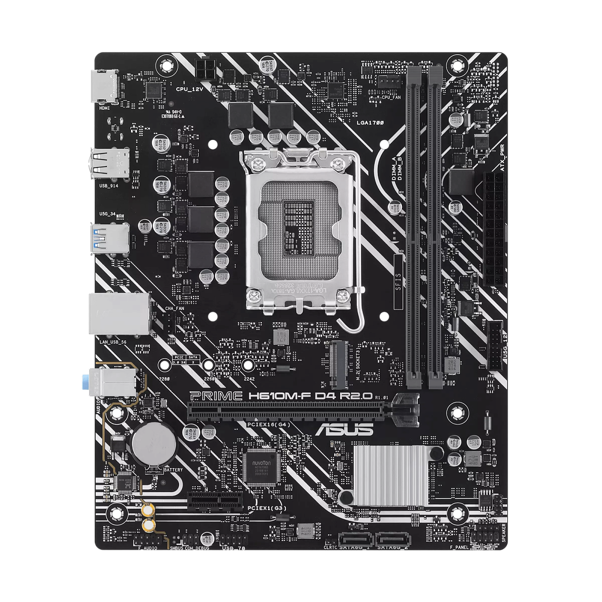 Материнская плата ASUS PRIME H610M-F D4 R2.0, LGA1700 2xDDR4 2xSATA3 1xM.2 1xHDMI mATX