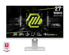 Игровой Монитор 27" MSI MAG 274QRFW Rapid IPS 2560х1440 180Hz 1ms 400cd/m 100млн:1 2xHDMI 1xDP VESA DisplayHDR 400, Регулировка по высоте до 130мм, Поворот Экрана Белый