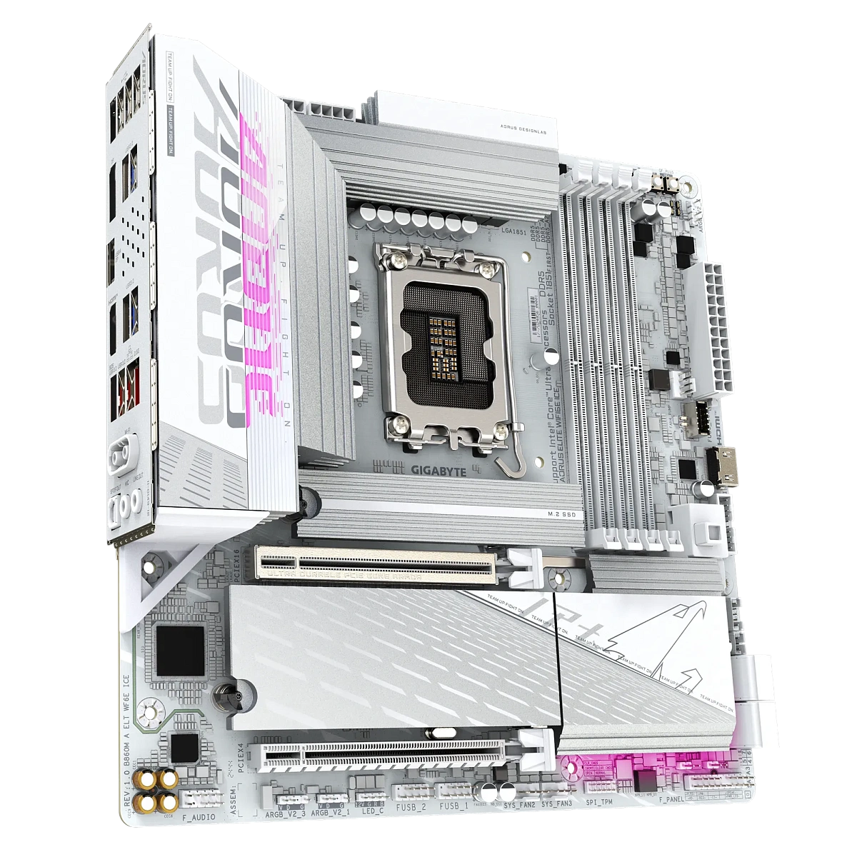 Матплата Gigabyte B860M Aorus Elite WiFi6E ICE,iB860,S1851,mATX,4DDR-5,2xPCI-Ex16,3M.2,HDMI,DP,15USB