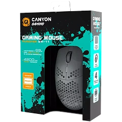 CANYON Puncher GM-11, Gaming Mouse with 7 programmable buttons, Pixart 3519 optical sensor, 4 levels of DPI and up to 4200, 5 million times key life, 1.65m Ultraweave cable, UPE feet and colorful RGB lights, White, size:128.5x67x37.5mm, 105g