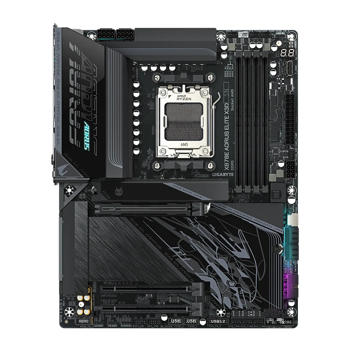 Матплата Gigabyte X870E Aorus Elite X3D, AM5, ATX, 4DDR-5, 3xPCI-Ex16, 4SATA, 4xM.2, 2хHDMI,DP,20USB