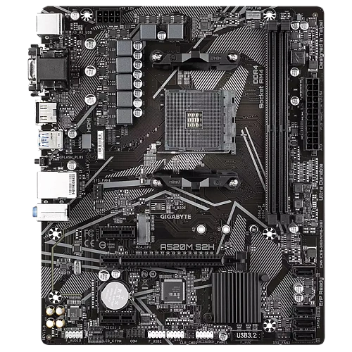 GIGABYTE MB AM4 A520 2 x DDR4 PCIe 3.0 1 x M.2 4 x SATA 1 x D-Sub port 1 x DVI-D port 1 x HDMI port Micro ATX
