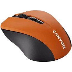 CNE-CMSW1O CANYON мышь, цвет - оранжевый, беспроводная 2.4 Гц, DPI 800/1000/1200 DPI, 3 кнопки и колесо прокрутки, прорезиненное покрытие