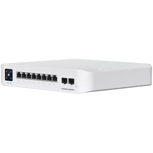 Ubiquiti USW-Pro-8-PoE-EU An 8-port, Layer 3 switch with PoE+ and PoE++ output. Can power devices with up to 120W, with a power consumption of 30W (Excluding PoE output)