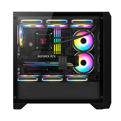 Корпус HuntKey GX750A Predator, Midi Tower, ATX, m-ATX, Black, 2x3.5"/1x2.5", 2xUSBx2.0, USB3.0