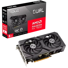 ASUS Video Card AMD Radeon RX 7600 8GB GDDR6 OC mode: up to 2715 MHz Default mode: up to 2695 MHz 128-bit Digital Max Resolution 7680 x 4320 Yes x 1 (Native HDMI 2.1)Yes x 3 (Native DisplayPort 1.4a)HDCP Support Yes (2.3)