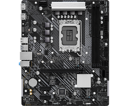 Матплата ASRock B760M-H2/M.2, iB760, S1700, mATX, 2DDR-5, 1xPCI-Ex16, 4SATA, 2xM.2, 2xHDMI, 12USB