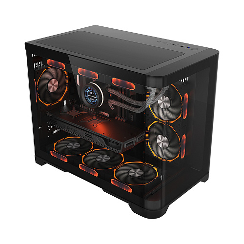 Корпус 1Stplayer UVIEV UV6, Midi Tower, m-ATX, m-ITX, Black, 2x3.5"/3x2.5", 2xUSB3.0